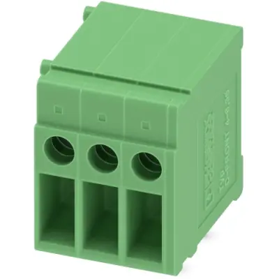 PCB terminal, 3 pole, pitch 6.35 mm, AWG 20-10, 32 A, screw connection, green, 1703238 - 1