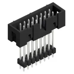 Pin header, 16 pole, pitch 2.54 mm, straight, black, SLU 16 266 Z
