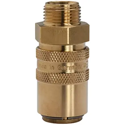 Temperature control coupling, L 53 mm, 15 bar, brass, for hose, 107961 - 1