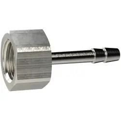 Screw-on hose nozzle, L 36 mm, 25 bar, brass, nickel-plated, for hose, 134877