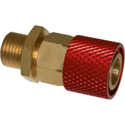 Coupling part, self-sealing, red, L 31 mm, 12 bar, brass, for threaded connection M5, 50.061.02