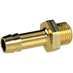 Screw-in hose nozzle, L 60 mm, 25 bar, brass, for hose, 131018