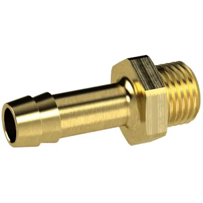 Screw-in hose nozzle, L 42 mm, 25 bar, brass, for hose, 117301 - 1