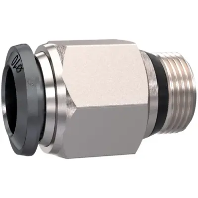Push-in fitting, L 26 mm, 20 bar, brass, nickel-plated, for hose, 153291 - 1