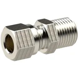 Screw-in fitting, L 29.5 mm, 60 bar, brass, nickel-plated, for pipe systems, 111966