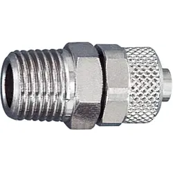 Screw-in fitting, L 41 mm, 18 bar, brass, nickel-plated, for hose, 110486