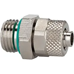 Screw-in fitting, L 27 mm, 18 bar, brass, nickel-plated, for hose, 110514