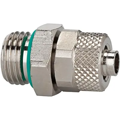 Screw-in fitting, L 25 mm, 18 bar, brass, nickel-plated, for hose, 110513 - 1