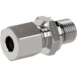 Screw-in fitting, L 43 mm, 315 bar, stainless steel, for pipe systems, 112298