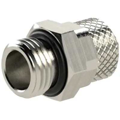 Screw-in fitting, L 33 mm, 18 bar, brass, nickel-plated, for hose, 110484 - 1