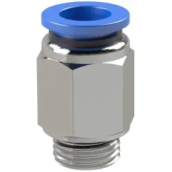 Push-in fitting, L 32.6 mm, 10 bar, plastic/brass, nickel-plated, for hose, 109123