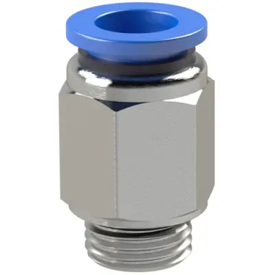 Push-in fitting, L 32.6 mm, 10 bar, plastic/brass, nickel-plated, for hose, 109123 - 1