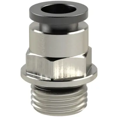 Push-in fitting, L 29.3 mm, 16 bar, brass, nickel-plated, for hose, 108569 - 1