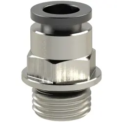 Push-in fitting, L 24.4 mm, 16 bar, brass, nickel-plated, for hose, 108561