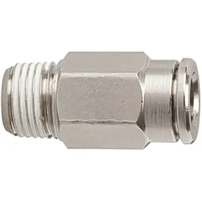 Push-in fitting, L 27.5 mm, 16 bar, brass, nickel-plated, for hose, 108884 - 1