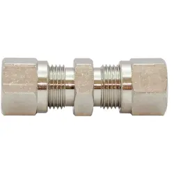 Screw connection, L 50 mm, 60 bar, brass, nickel-plated, for pipe systems, 111994