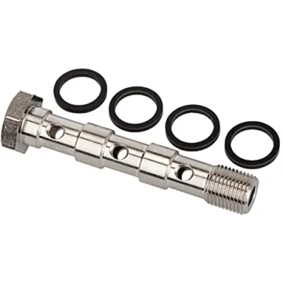 Hollow screw, L 70.5 mm, 16 bar, brass, nickel-plated, for hose, 108830 - 1
