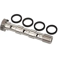 Hollow screw, L 80 mm, 16 bar, brass, nickel-plated, for hose, 108831