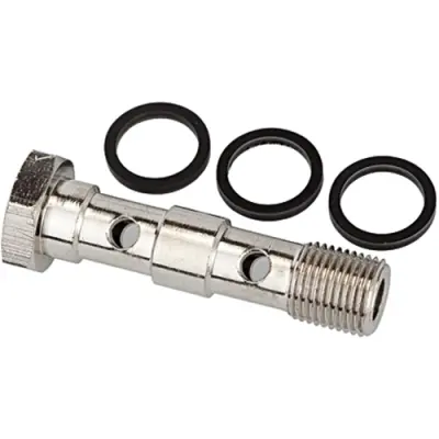 Hollow screw, L 51.5 mm, 16 bar, brass, nickel-plated, for hose, 108827 - 1