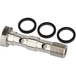 Hollow screw, L 58.1 mm, 16 bar, brass, nickel-plated, for hose, 108828