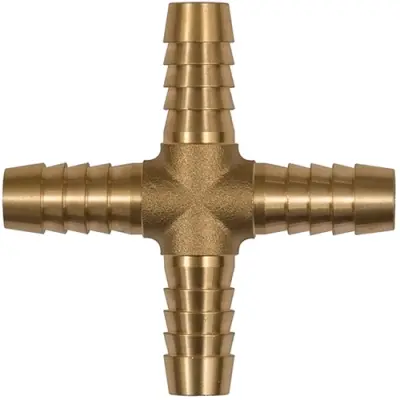 Cross hose connection nozzle, L 38 mm, 10 bar, brass, for hose, 134512 - 1