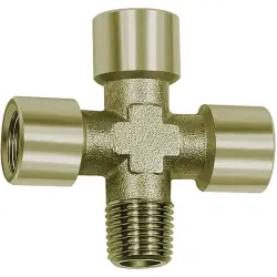 Cross piece, L 51 mm, 60 bar, brass, nickel-plated, for pipe systems, 112803