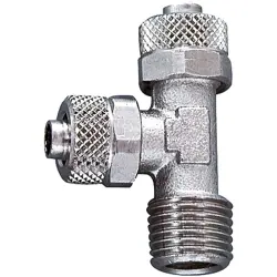 L screw-in fitting, 18 bar, brass, nickel-plated, for hose, 110633