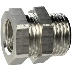 Schott fitting, L 46 mm, 25 bar, brass, nickel-plated, for pipe systems, hoses, ducts, 136681