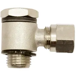 Angled gland, L 26.5 mm, 60 bar, brass, nickel-plated, for pipe systems, 112003