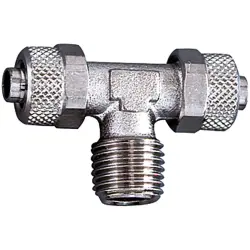 T screw-in fitting, 18 bar, brass, nickel-plated, for hose, 110588