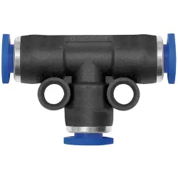 T connector, 10 bar, plastic/brass, nickel-plated, for hose, 148879