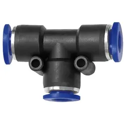 T connector, 10 bar, plastic/brass, nickel-plated, for hoses/pipes, 109839