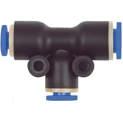 T connector, 10 bar, plastic/brass, nickel-plated, for hoses/pipes, 109846 - 1