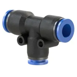 T connector, 10 bar, plastic/brass, nickel-plated, for hoses/pipes, 109840