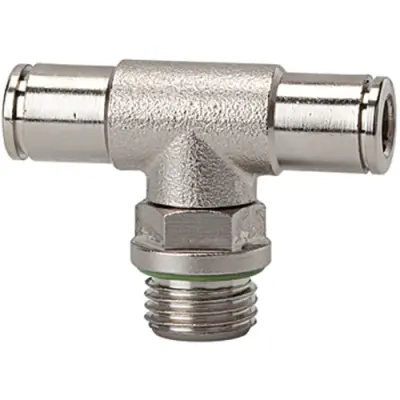 T push-in fitting, 16 bar, brass, nickel-plated, for hose, 108927 - 1