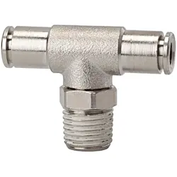 T push-in fitting, 16 bar, brass, nickel-plated, for hose, 108933