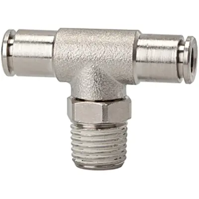 T push-in fitting, 16 bar, brass, nickel-plated, for hose, 108933 - 1