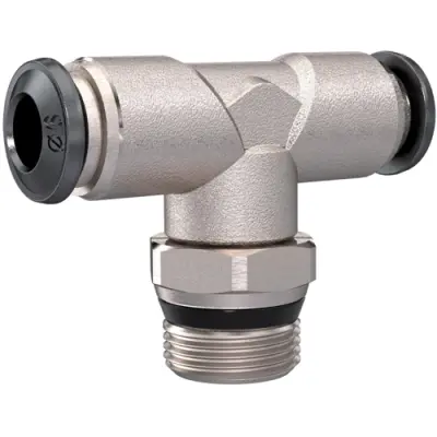 T push-in fitting, 20 bar, brass, nickel-plated, for hose, 153310 - 1