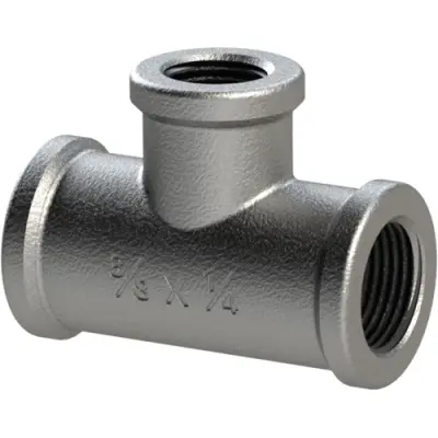 T connector, 25 bar, malleable cast iron, hot-dip galvanized, for pipe systems, 112986 - 1