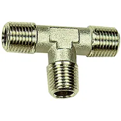 T connector, 60 bar, brass, nickel-plated, for pipe systems, 112764