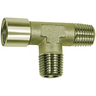 T connector, 60 bar, brass, nickel-plated, for pipe systems, 112794 - 1