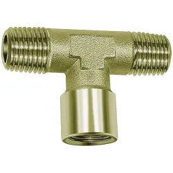 T connector, 60 bar, brass, nickel-plated, for pipe systems, 112787