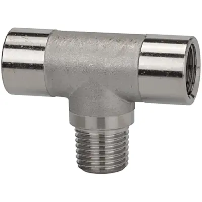 T connector, 150 bar, stainless steel, for pipe systems, 112823 - 1