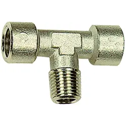 T connector, 60 bar, brass, nickel-plated, for pipe systems, 112777
