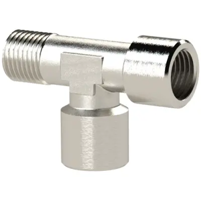 T connector, 60 bar, brass, nickel-plated, for pipe systems, 112781 - 1