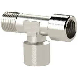 T connector, 60 bar, brass, nickel-plated, for pipe systems, 112782