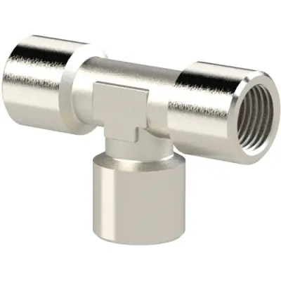 T connector, 60 bar, brass, nickel-plated, for pipe systems, 112771 - 1