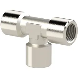 T connector, 60 bar, brass, nickel-plated, for pipe systems, 112766