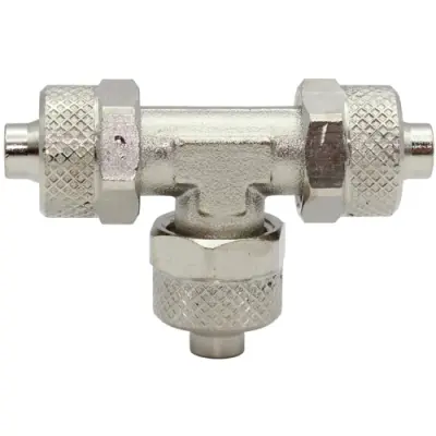 T connector, 18 bar, brass, nickel-plated, for hose, 110605 - 1