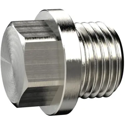 Locking screw, L 29 mm, 25 bar, brass, nickel-plated, for air, water, oil, steam, 136467 - 1